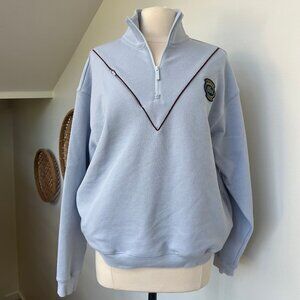 Lacoste Loose Fit Half-Zip Track Sweatshirt in Light Blue
